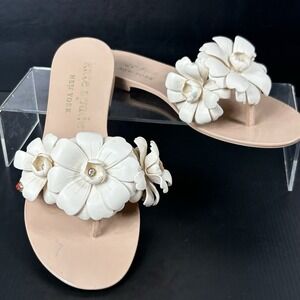 Kate Spade New York Size 9 Tan Beige Jaylee Jelly Floral Sandal Slides Flowers